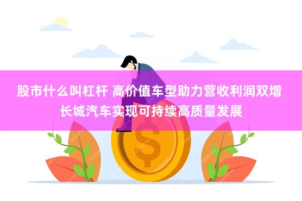 股市什么叫杠杆 高价值车型助力营收利润双增 长城汽车实现可持续高质量发展